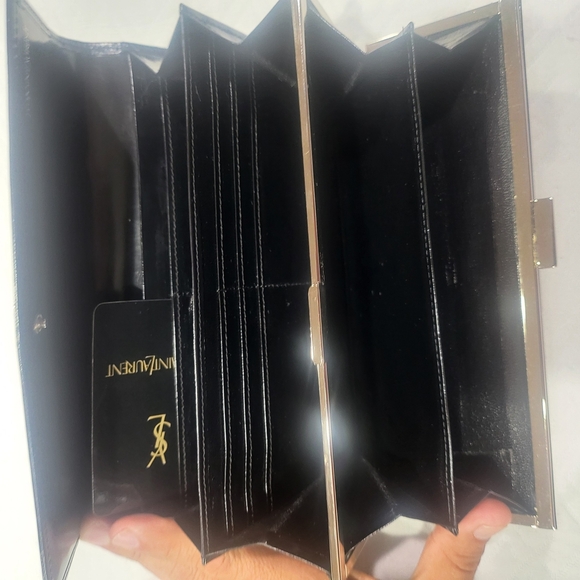 Yves Saint Laurent Black Smooth Leather Paris Long Wallet - Picture 4 of 11
